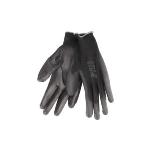 EXTOL PREMIUM Kötött kesztyű fekete poliészter, méret: 8` poliuretánba mártott teny. és ujjhegy., gumírozott mandzsetta [ 8856635 ]