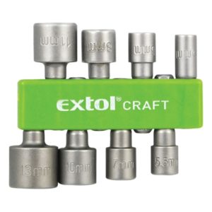 EXTOL CRAFT behajtó klt. hatlapfejű csavarhoz 8db, 5-13mm(5-5,5-6-7-8-10-11-13mm),36-38mm hossz, hatszög befogás, nem mágneses, C.V. [ 10213 ]