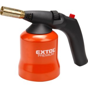 EXTOL PREMIUM gázlámpa forrasztáshoz, PB gázhoz, piezó gyújtásssal, max. 1200°C, 1,7kW, EN521, fém gázpalack tartó [ 8848105 ]