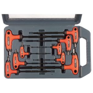 EXTOL PREMIUM imbuszkulcs klt., 9db; gömbfejű (25o munkaszög), CV., gumírozott T-nyelű, 2, 2,5, 3, 4, 5, 6, 7, 8, 10mm, műanyag koffe [ 8819301 ]