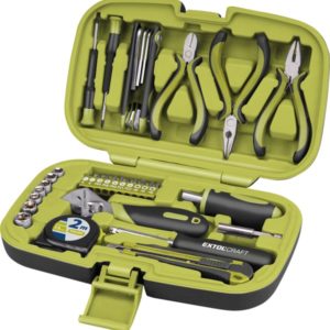 EXTOL CRAFT szerszámkészlet, 35db, 1/4" CV; 7 dugófej (5-11mm), áll.villáskulcs, fogók,órás csavarhúzók, imbuszkulcs,kés, mérőszalag [ 6581 ]