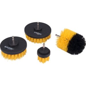 EXTOL CRAFT nylon csiszoló kefe klt. 4 db; 1/4"×25 mm csap, fúrógépbe fogható [ 904000 ]