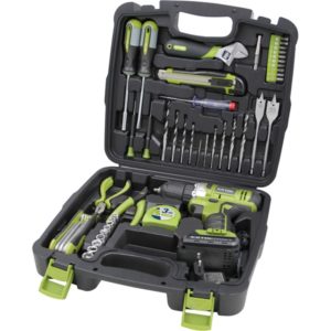 EXTOL CRAFT akkus fúró csavarozó, 12V, Li-ion, 1db 1300 mAh akku + 46 db szerszám klt. [ 422800 ]