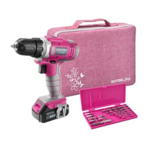 EXTOL akkus fúró csavarozó, 12V, Li-ion, Extol Lady, 1db 1300 mAh akku [ 402401 ]
