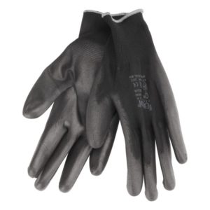 EXTOL PREMIUM Kötött kesztyű fekete poliészter, méret: 9` poliuretánba mártott teny. és ujjhegy., gumírozott mandzsetta [ 8856636 ]