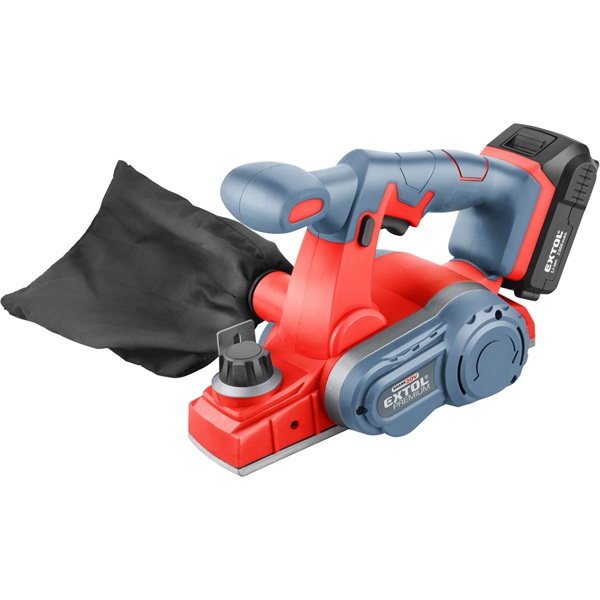 EXTOL PREMIUM  akkus gyalugép, Share20V, 20V, Li-ion, 1db akku, 1db töltő, 2000 mAh, 10.000 ford/perc, kés: 60 mm, mélység: 0-1,25 mm [ 8891830 ]