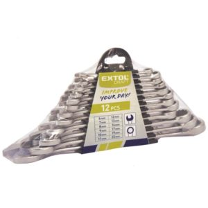 EXTOL CRAFT csillag-villás kulcs klt., W.S.; 12db, 6-22mm, műanyag tartóban [ 6333B ]