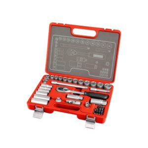 EXTOL PREMIUM dugókulcs klt., CV., racsnis 45fog ; 3/8", 39db, normál(8-22mm) és hosszú(8-19mm) dugófejek, gyertyakulcs 16&21mm, 11 bi [ 6522 ]