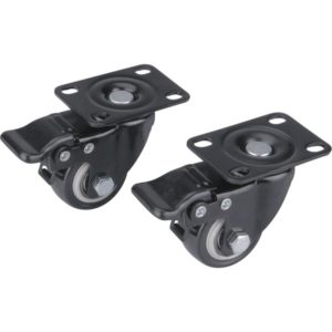 EXTOL PREMIUM készülékgörgő 2 db, önbeálló, rögzítőfékkel, fekete PVC, golyóscsapággyal, 40mm, max. teherbírás: 30 kg/db [ 8856013 ]