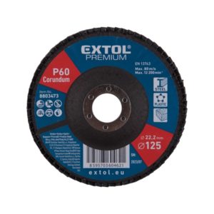 EXTOL PREMIUM lamellás csiszoló acél, Alu, műa. és fa munkadarabok csiszolására, 125×22mm; P40, kúpos, max.:12.300 ford./perc, EN13743 [ 8803472 ]