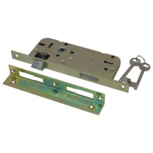 FLAME Beltéri bevésőzár, 45×90×20×7mm, 2 kulcsos, szögletes előlappal, Flame [ 84645 ]