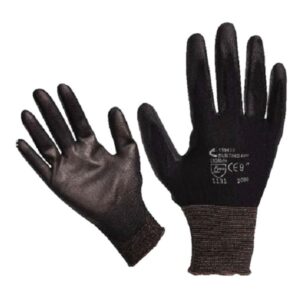 EXTOL Kötött kesztyű fekete nylon, XXL-es méret, 11` poliuretánba mártott teny. és ujjhegy., gumírozott mandzs [ 865109 ]