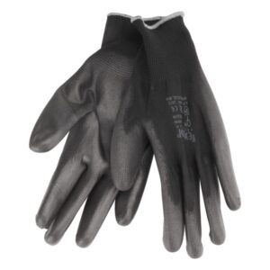 EXTOL PREMIUM Kötött kesztyű fekete poliészter, méret: 10` poliuretánba mártott teny. és ujjhegy., gumírozott mandzsetta [ 8856637 ]