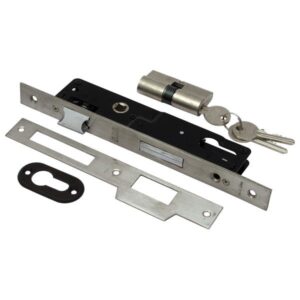 FLAME Biztonsági portálzár cilinderes 40 mm + zárbetét 3 kulccsal, Flame [ 84640 ]
