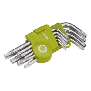EXTOL CRAFT TORX kulcs klt., rövid, Cr40, TÜV/GS; 9db, T10-T50, bliszteren, egyik vége lyukas [ 66010 ]