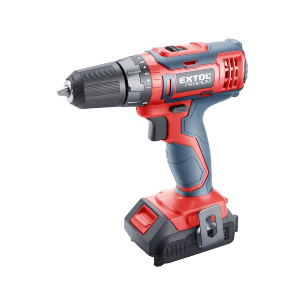EXTOL PREMIUM akkus fúró csavarozó, 20V, Li-ion, 2db akku, 1db töltő, 1500 mAh, 28Nm [ 8891802 ]