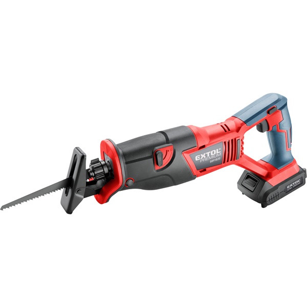 EXTOL PREMIUM akkus szablyafűrészgép, 20V, Li-ion, 1db akku, 1db töltő, 2000 mAh, 0-3000 ford/perc [ 8891820 ]