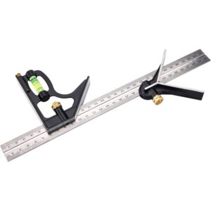 EXTOL PREMIUM asztalos kombinált derékszög/vízmérték/vonalzó, többfunkciós, 300 mm, ALU/Inox, mm beosztás, 0°-45°-90° beosztás [ 8825105 ]