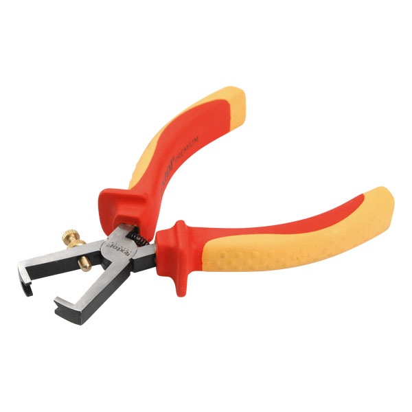 EXTOL PREMIUM blankoló fogó; 160mm, szigetelt, 1000V VDE, DIN ISO 5745, CV, duál piros/sárga nyél, akasztós szerszámtartó [ 8813180 ]