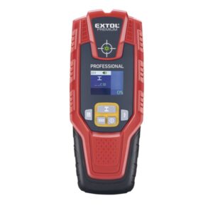 EXTOL PREMIUM digitális detektor, rejtett fém (vas, réz, alu) és fa tárgyak, illetve feszültség alatti vezeték keresésére, LCD kijelző [ 8831321 ]