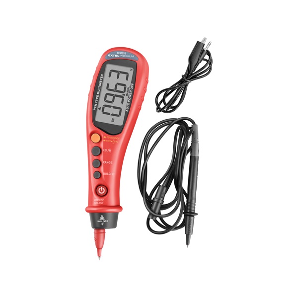 EXTOL PREMIUM digitális multiméter, toll típusú; Amper/Volt/Ohm mérő, hangjelző funkcióval, CE, 2 db 1,5V AAA elem [ 8831252 ]