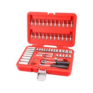 EXTOL PREMIUM dugókulcs klt. CV., 45fog; 1/4", 57db, dugófejek: 4-14mm, bitdugófej (-, +, imbusz, torx) [ 8818101 ]