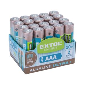 EXTOL ENERGY elem klt. 20 db, alkáli, 1,5V, méret: AAA (LR03); hosszú étettartam, 10×2db-os kínálóban [ 42012 ]