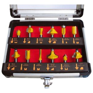 EXTOL felsőmaró klt. 12db, kissebb szett (alu kofferben) ; 8mm-es befogással, keményfém lapkás [ 44037 ]