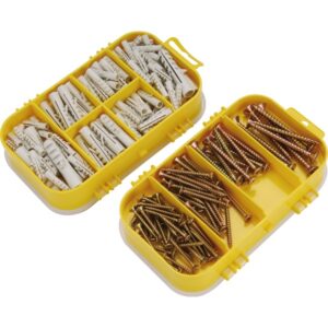 EXTOL CRAFT forgácslapcsavar és műanyag tipli klt., 170db, műanyag tároló dobozban [ 1445 ]