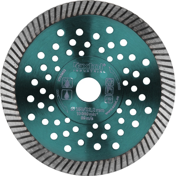 EXTOL INDUSTRIAL gyémántvágó, ipari korong,TURBO,gyors vágás; 230×22,2mm, száraz és vizes vágásra [ 8703055 ]