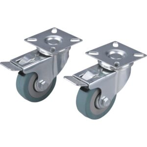 EXTOL PREMIUM készülékgörgő 2 db, önbeálló, rögzítőfékkel, szürke gumi, 50mm, golyóscsapággyal, max. teherbírás: 27 kg/db [ 8856025 ]