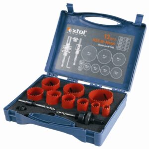 EXTOL PREMIUM körkivágó klt.,HSS Bi-metál,13db-os,(19-22-29-35-38-44-51-57-64mm),műanyag,fa,gipszkarton,ALU,réz,vas,acél,rozsdamentesa [ 8801604 ]