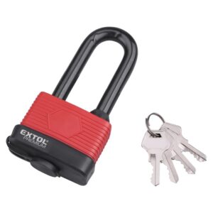 EXTOL PREMIUM lakat, laminált, vízálló, hosszított kengyel, 4db kulcs; 65mm, kengyelszárátmérő:13/18mm [ 8857665 ]
