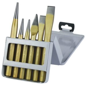 EXTOL PREMIUM lyukasztó, pontozó és véső klt. 6db CrV. HRC 52-58 ; 1db pontozó, 2 db lyukasztó, 3 db véső, hossz.:120-150mm [ 8801820 ]