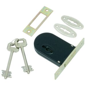 FLAME Reteszzár, bevéső, duplatollú, 45mmx20mm, 2 kulccsal,  (patkózár), Flame [ 84648 ]