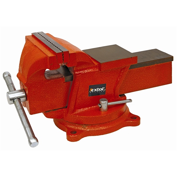 EXTOL PREMIUM satu forgatható;150 mm, 11 kg, max.befogás:115mm, max. összeszorító erő: 10kN, pofák keménysége: HRC 48-52 [ 8812624 ]