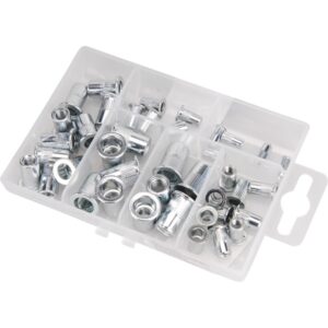 FORTUM szegecsanya klt. 40 db, M3-M8, POP-NUT, horganyzott acél, kerek, nyitott, lapos peremű [ 4770681 ]