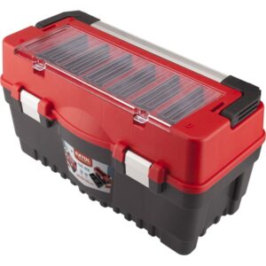 EXTOL PREMIUM szerszámosláda, műanyag 595×289×328mm, fémcsatos, tálcával, lakatolható, ALU nyél [ 8856082 ]
