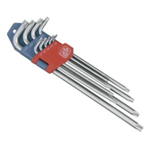 EXTOL PREMIUM torx kulcs klt. 9db, extra hosszú; T10-T50, hosszú szár: tömör, rövid szár: lyukas, CV., 90-225mm [ 8819412 ]