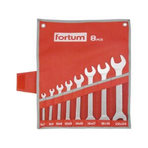 FORTUM villás kulcs klt. 8db 6-24mm, 61CrV5, mattkróm; 6×7, 8×9, 10×11, 12×13, 14×15, 16×17, 18×19, 22×24mm, vászon tok FORTUM [ 4730104 ]
