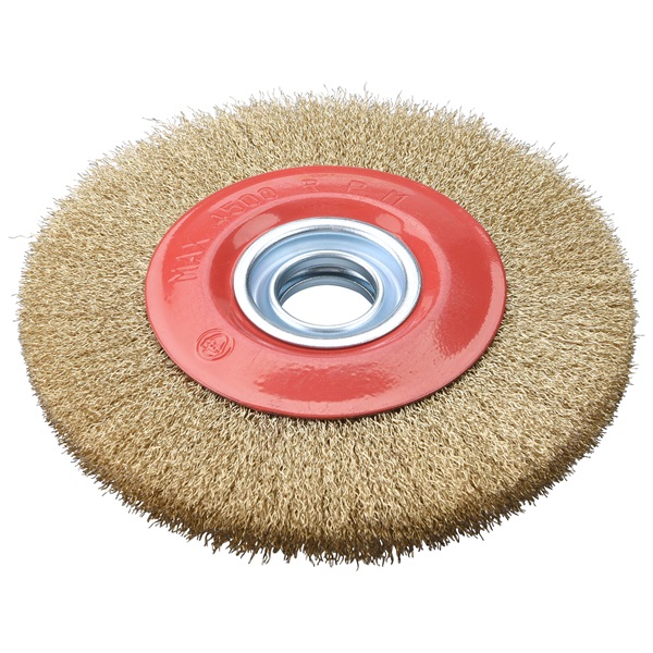 EXTOL CRAFT drótcsiszoló körkefe kettős köszörűre, 150mm, 32mm átm, műa. adapterek, hullámos szálú, rezezett acél[ 17018 ]