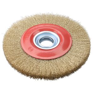 EXTOL CRAFT drótcsiszoló körkefe kettős köszörűre, 200mm, 32mm átm. műa. adapterek, hullámos szálú, rezezett acél[ 17020 ]