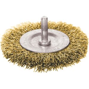 EXTOL CRAFT drótcsiszoló körkefe, 63mm, fúrógépbe fogható: 6mm csap, hullámos szálú, rezezett acél, max 4500 frod/perc[ 17053 ]