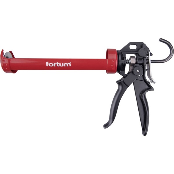 FORTUM kinyomópisztoly; fém, 225mm, 360°-ban körbeforgatható acél bölcső tubustartóval, állítható lökethossz+túlfolyás gátló[ 4770822 ]