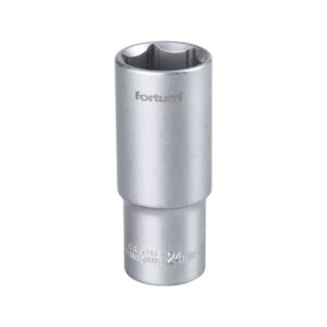 FORTUM garancia dugófej, hosszított, 1/2", 24mm, 61CrV5, mattkróm, 77mm hosszú FORTUM [ 4700524 ]